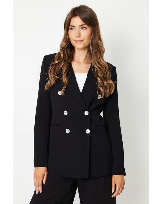 Wallis Black Premium Longline Military Stitch Detail Jacket