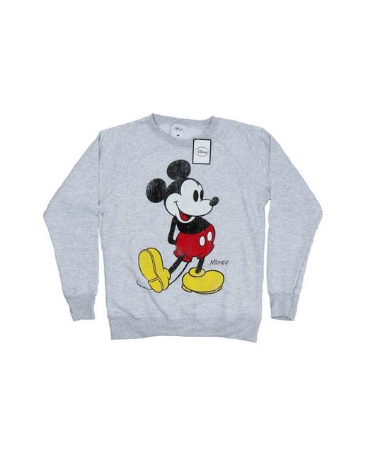 Disney Gray Ladies Mickey Mouse Classic Kick Sweatshirt (Heather)