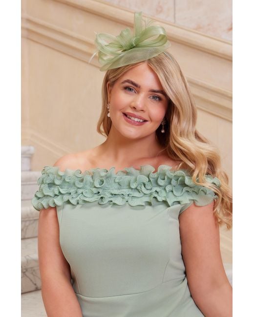 Quiz Green Sage Bow Loop Disk Fascinator