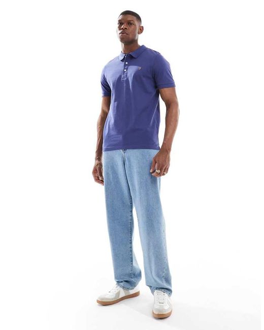 Farah Blue Blanes Short Sleeve Polo Shirt for men