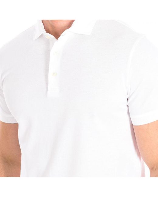 Café Coton White Short Sleeve Polo Shirt With Lapel Collar Cotton for men