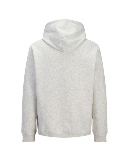 Jack & Jones Gray Pullover Hoodie Kangaroo Pocket for men