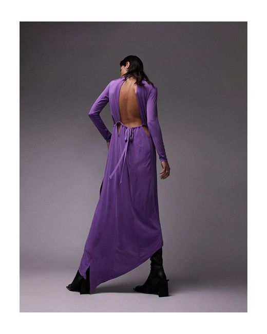 TOPSHOP Purple Premium Limited Edition Asymmetric Cut Out Dress