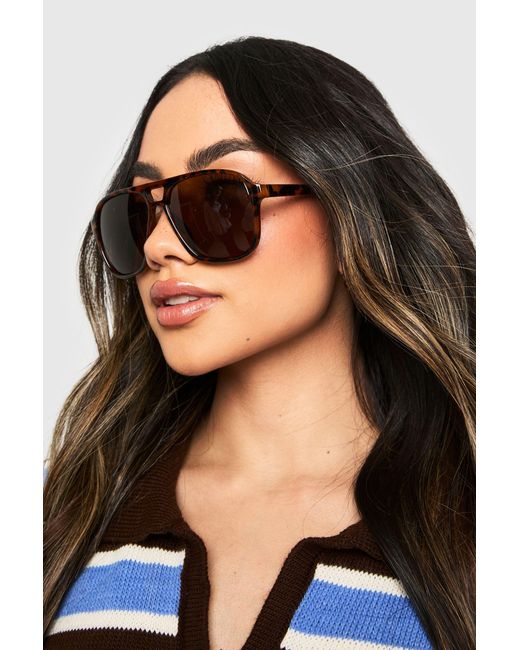 Boohoo Black Oversized Retro Aviator Sunglasses