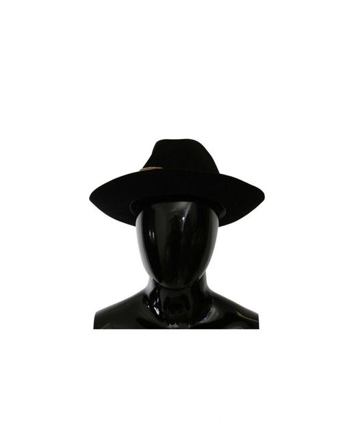 Dolce & Gabbana Black Wide Brim Panama Fedora Hat
