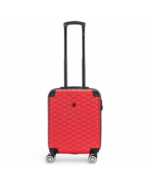 Infinity Leather Red Strong Abs Hardshell Cabin Suitcase 55 X 40 X 20 Cm Luggage Suitable For Easyjet, Ryanair