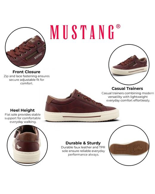 Mustang Brown Faux Leather Trainer Sneaker Casual Shoes