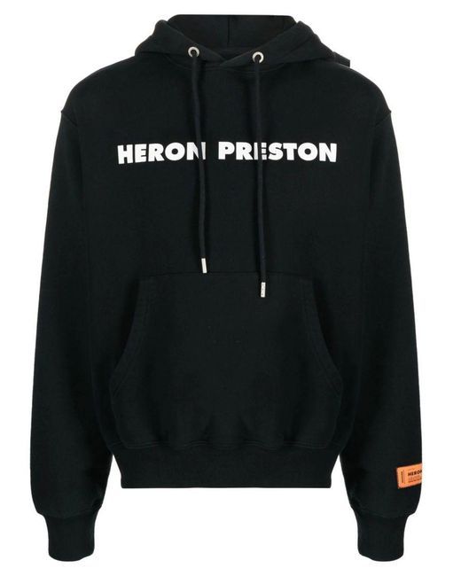 Heron Preston Black Logo Cotton Hoodie for men