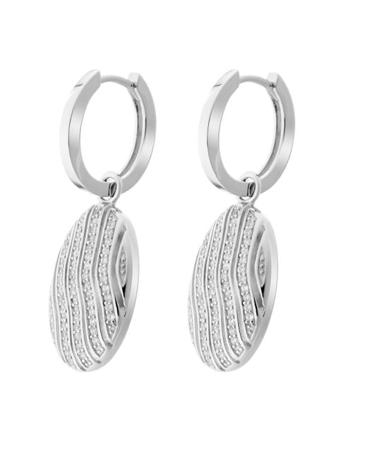 Orphelia White 925 Sterling Hoop Earrings