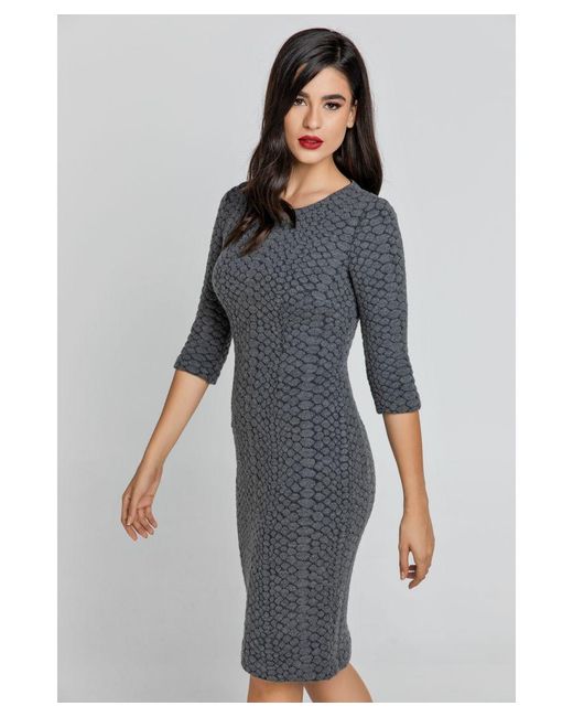 Conquista Gray Jacquard Dress By