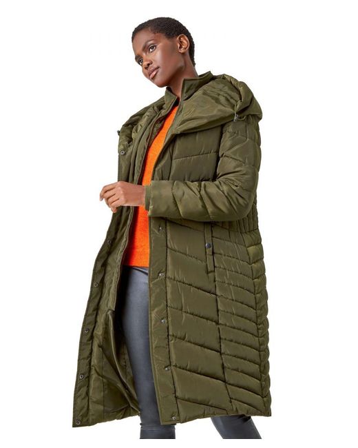 Roman Green Hooded Quilted Coat