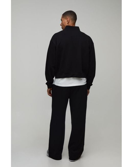 BoohooMAN Blue Oversized Boxy Zip Through Funnel Neck And Wide Leg Jogger for men