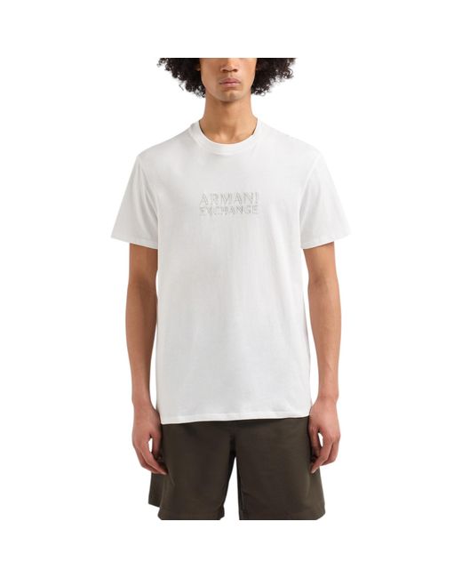 Armani White Exchange T Shirts Short Sleeve Crew Neck Asv Logo Cotton Summer Tee for men