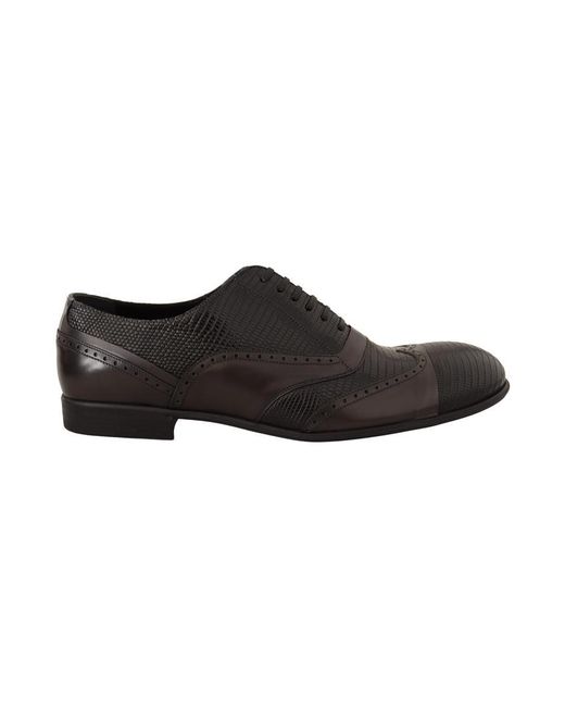 Dolce & Gabbana Black Lizard Skin Leather Oxford Dress Shoes for men