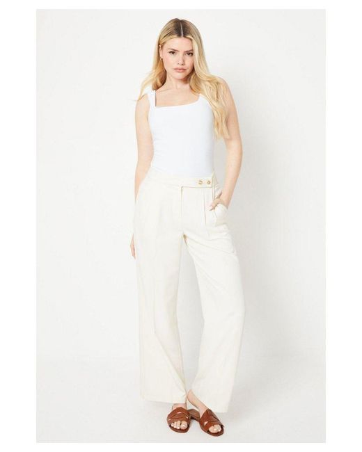 Dorothy Perkins White Tab Detail Pleated Trouser