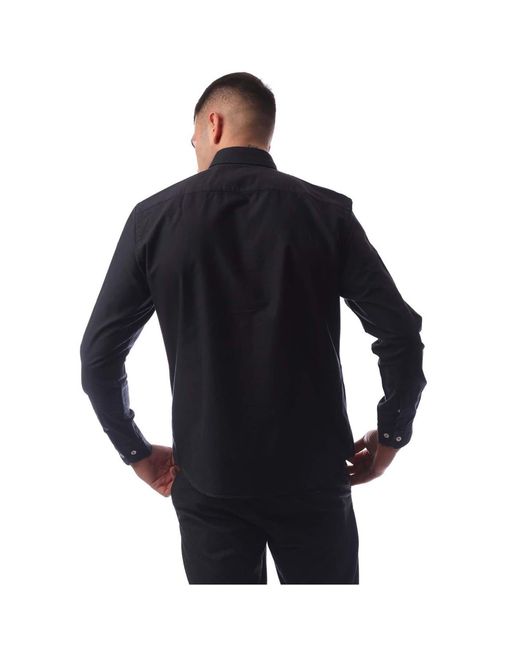 Boss Black Embroidered Collared Neck Button Down Long Sleeve Shirt for men