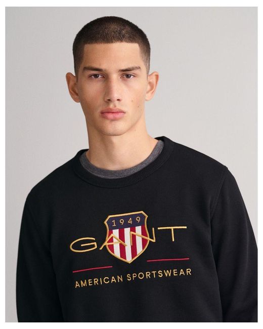 Gant Archive Shield Crewneck Sweatshirt In Zwart in het Black voor heren