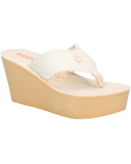 Rocket Dog White Diver Webbing Slip On Wedge Flip Flops