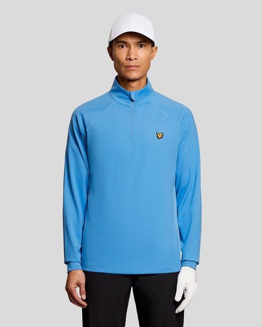 Lyle & Scott Blue Mesh Panelled Midlayer for men
