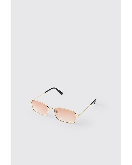 BoohooMAN Metallic Square Metal Sunglasses for men