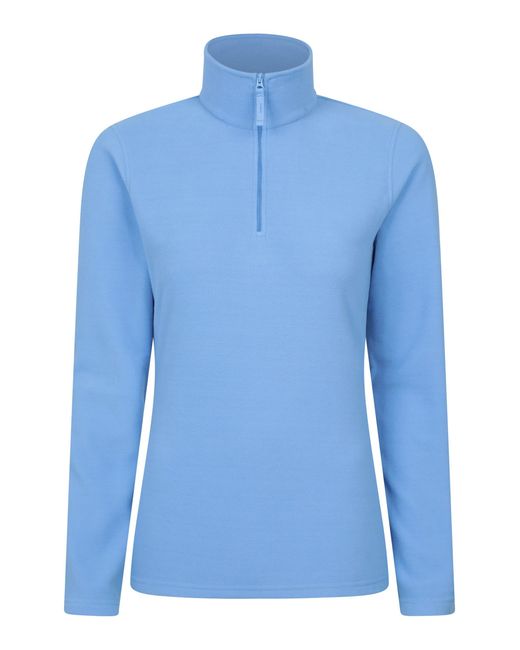 Mountain Warehouse Blue 'Camber' Striped Fleece Top Half Zip Quick Dry Breathable Sweater