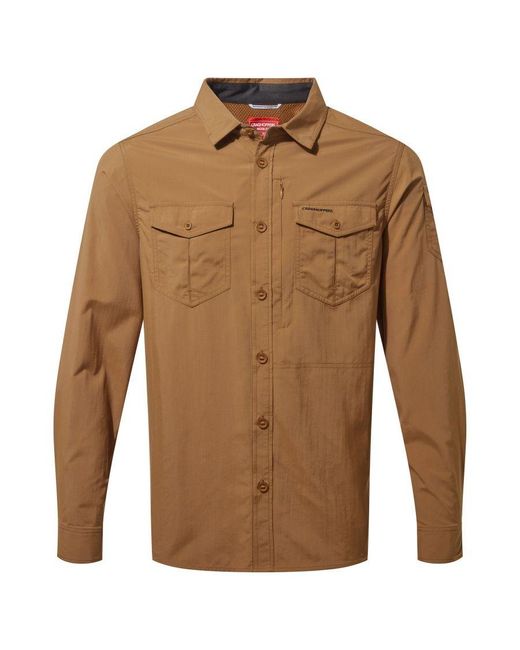 Craghoppers Brown Nosilife Adventure Ii Long Sleeved Shirt for men