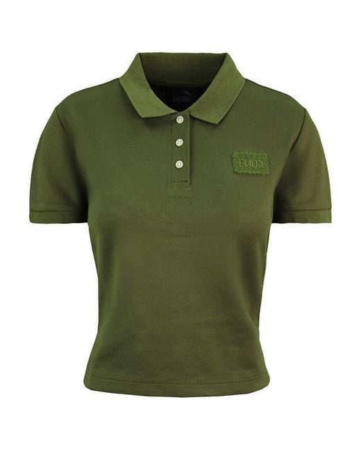 PUMA Green X Rihanna Fenty Cropped Polo Shirt Nylon