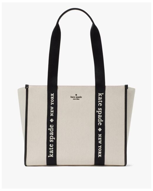 Kate Spade White Kip Canvas Large Tote