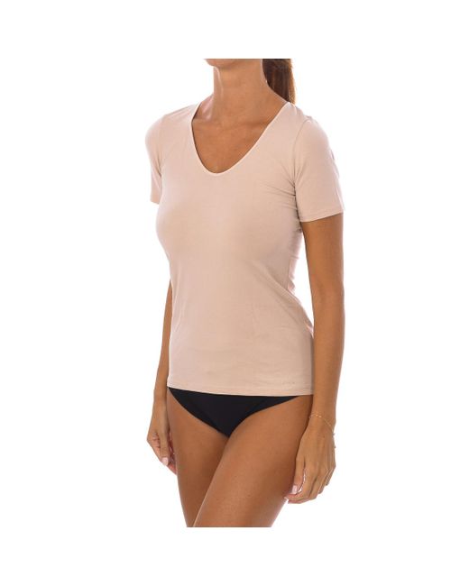 Janira Pink Fresh Kurzarm-T-Shirt V-Ausschnitt Leichtes Gewebe 1045207