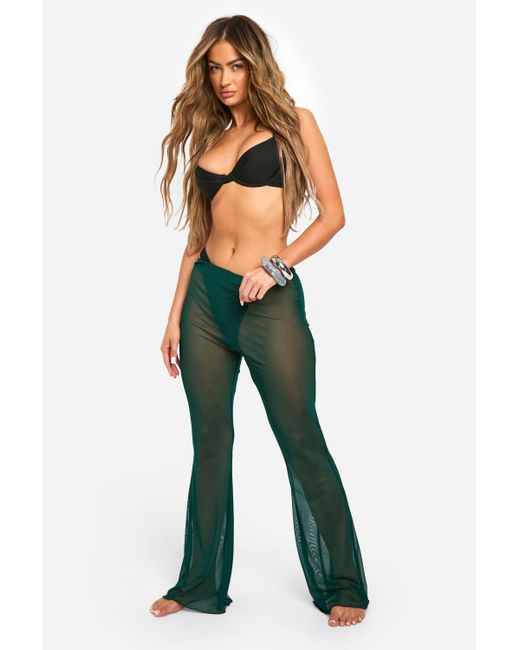 Boohoo Blue Mesh Beach Pants