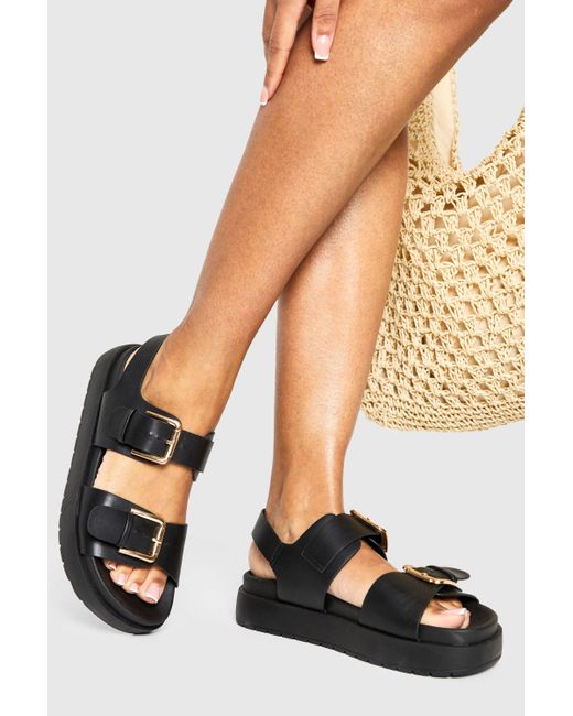 Boohoo White Buckle Detail Chunky Dad Sandals