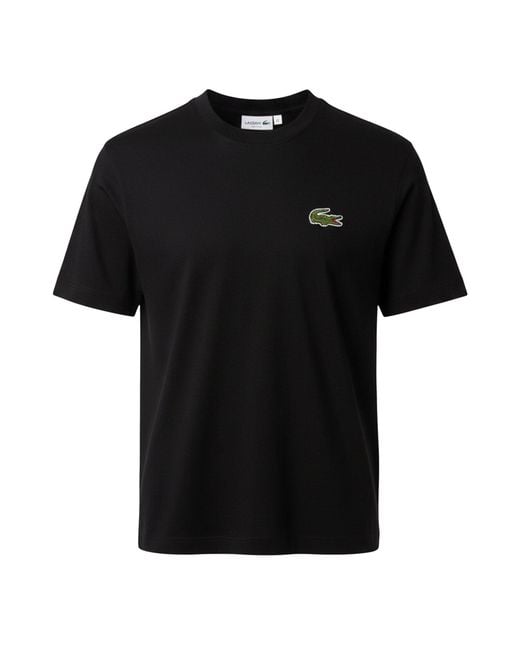 Lacoste Black Fit Heavy Cotton Badge T Shirt for men