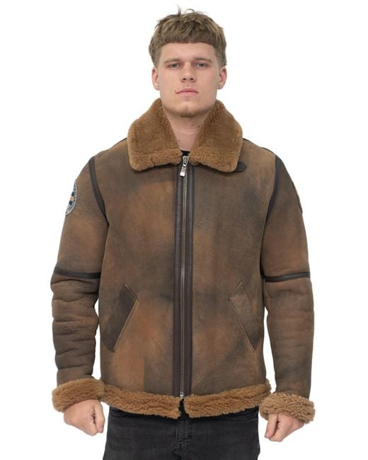 Infinity Leather Brown B3 Sheepskin Ww2 Bomber Jacket-Arnsberg for men