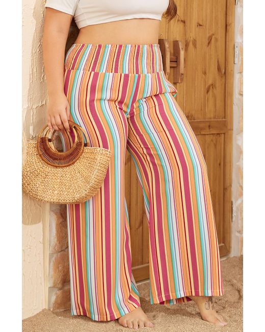 Azura Exchange Gebreide Wijdere Broek Met Elastische Tailleband in het Pink