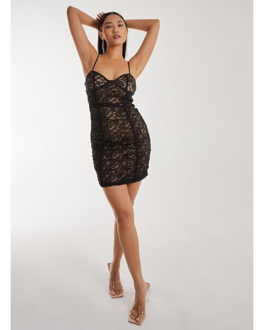 Pink Vanilla Black Lace Corset Mini Dress