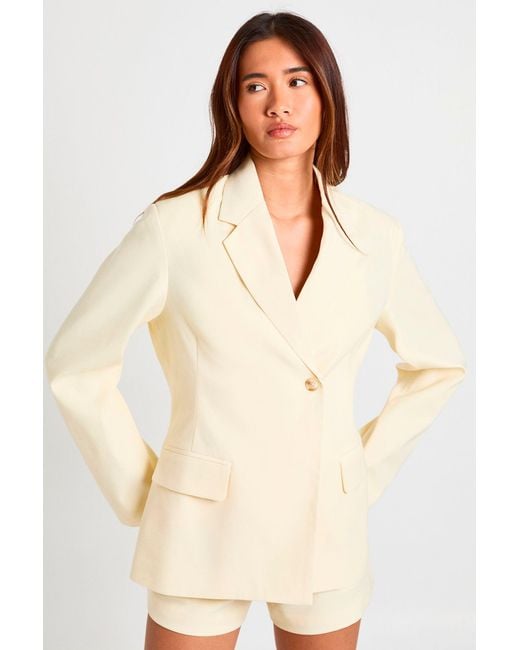Boohoo Natural Wrap Oversized Blazer