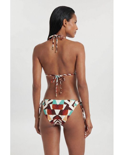 Karen Millen Multicolor Trim Detail Printed Bikini Bottom