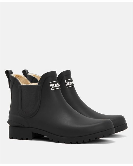 Barbour Black Kirkton Lined Ankle Wellington Boots Material_Rubber