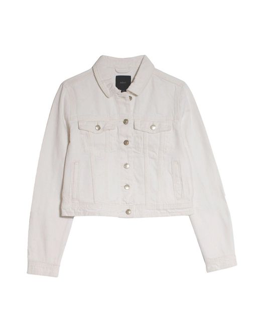 Secret Label White Cropped Denim Jacket