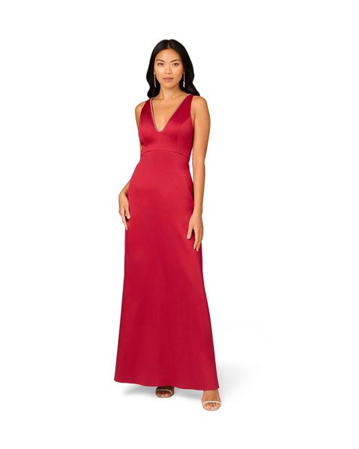 Adrianna Papell Red Stretch Mikado A-Line Gown