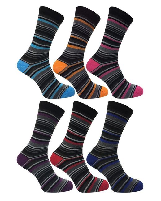 Sock Snob Blue 12 Pair Multipack Cotton Striped Socks for men