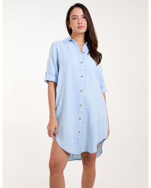 Blue Vanilla Blue Button Down Shirt Dress Denim