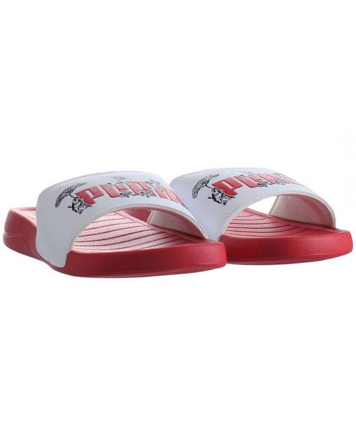 PUMA White Popcat Tokyo Sliders for men