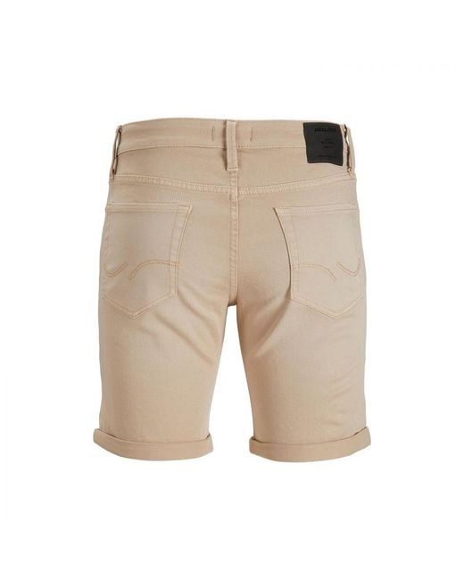 Jack & Jones Natural Jack&jones Denim Shorts With A Slim Fit And Small Cuffs At The Knees Cotton for men