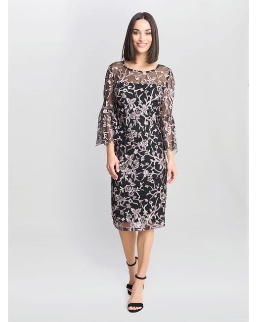 Gina Bacconi White Maxine Embroidered Shift Dress