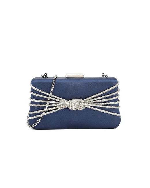 SVNX Blue Satin Diamante Knot Detail