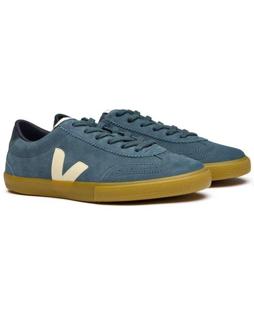Veja Blue Volley Suede Trainers for men