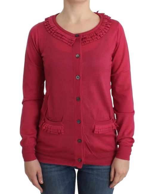 John Galliano Red Wool Cardigan
