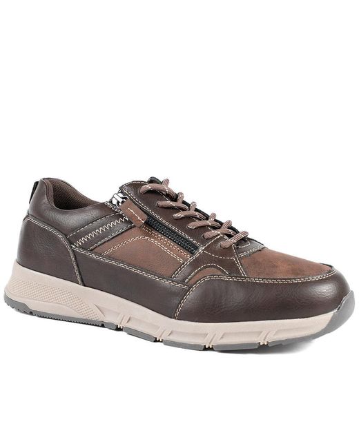Jones Bootmaker Gray Wide Fit Zip & Lace Fasten Casual Trainers for men
