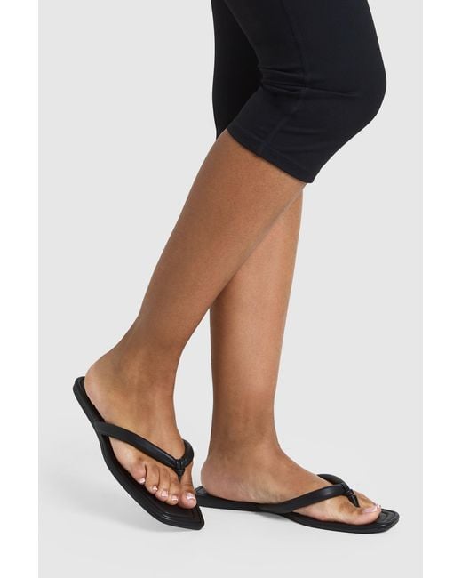 Boohoo Black Padded Toe Post Thong Sandals